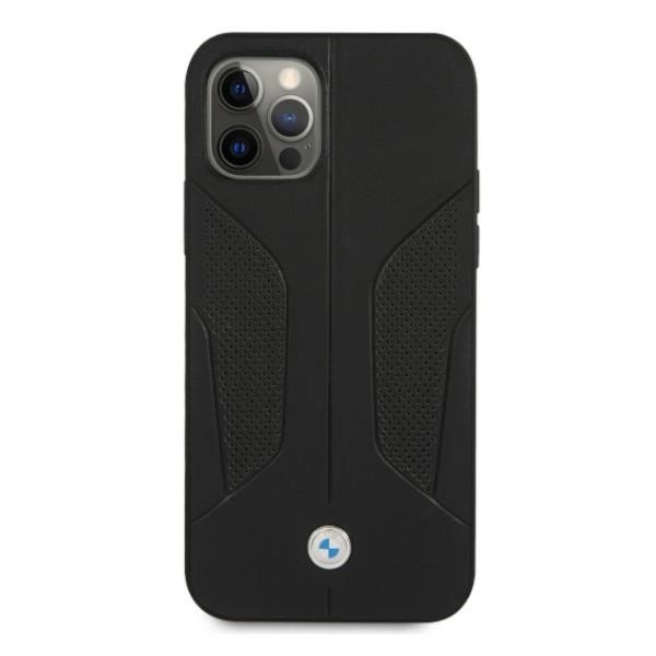Etui BMW Leather Perforate Sides na iPhone 12 Pro Max - czarne