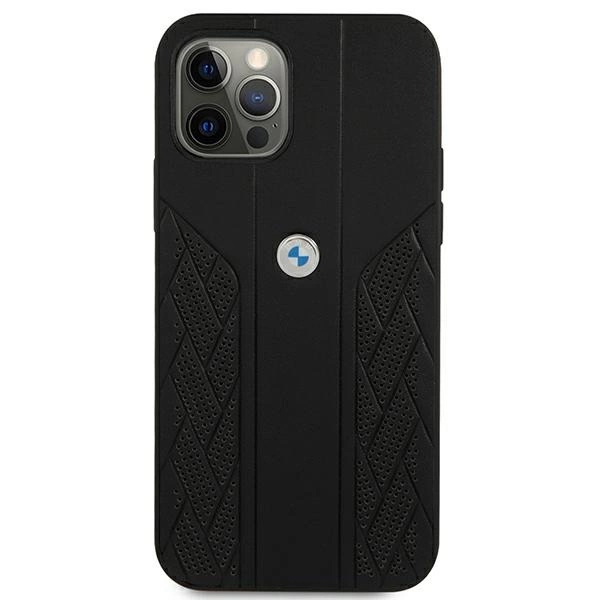 Etui BMW Leather Curve Perforate na iPhone 12 Pro Max - czarne