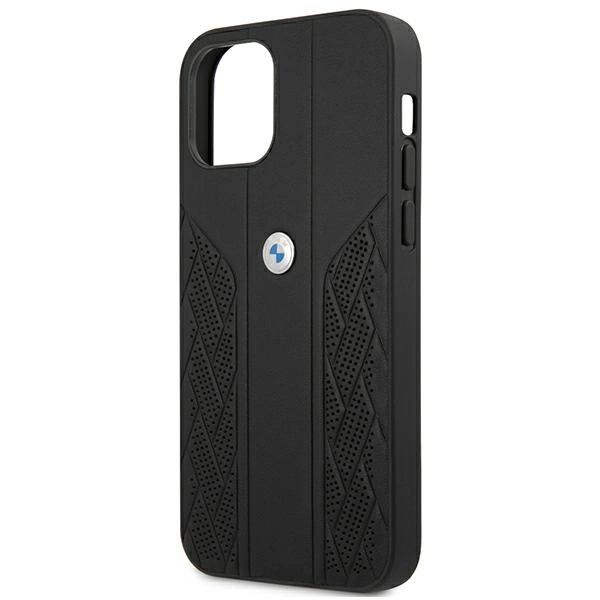 Etui BMW Leather Curve Perforate na iPhone 12 Pro Max - czarne