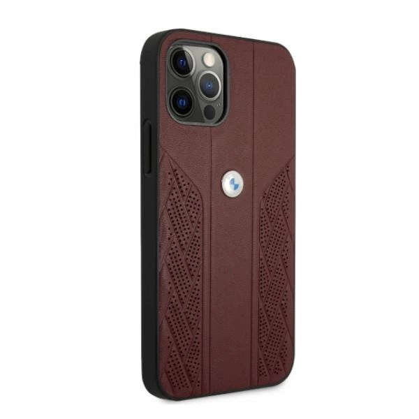 Etui BMW Leather Curve Perforate na iPhone 12 Pro Max - czerwone
