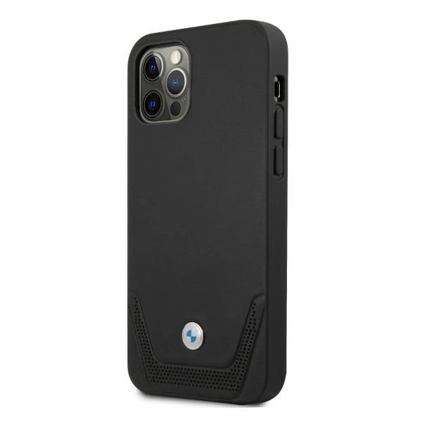 Etui BMW Leather Perforate na iPhone 12 Pro Max - czarne