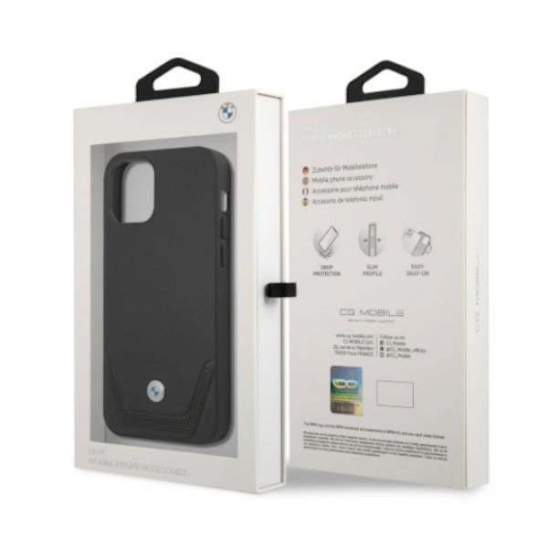 Etui BMW Leather Perforate na iPhone 12 Pro Max - czarne