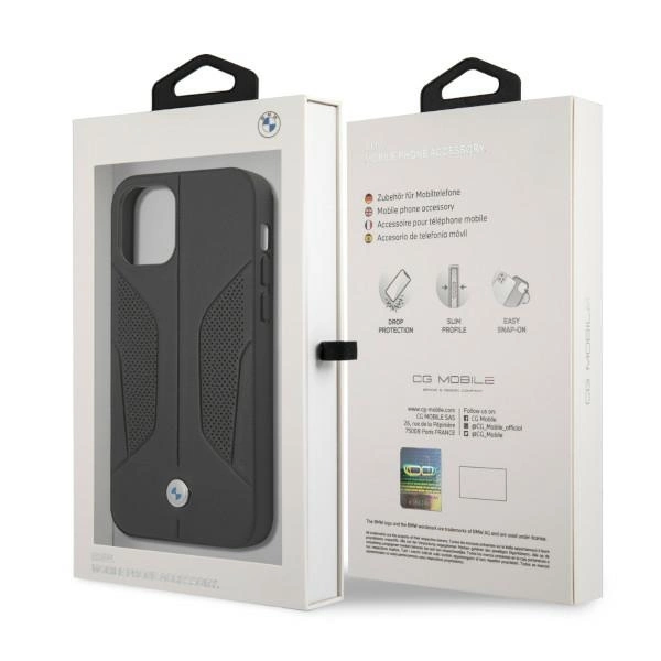Etui BMW Leather Perforate Sides na iPhone 12 / iPhone 12 Pro - czarne
