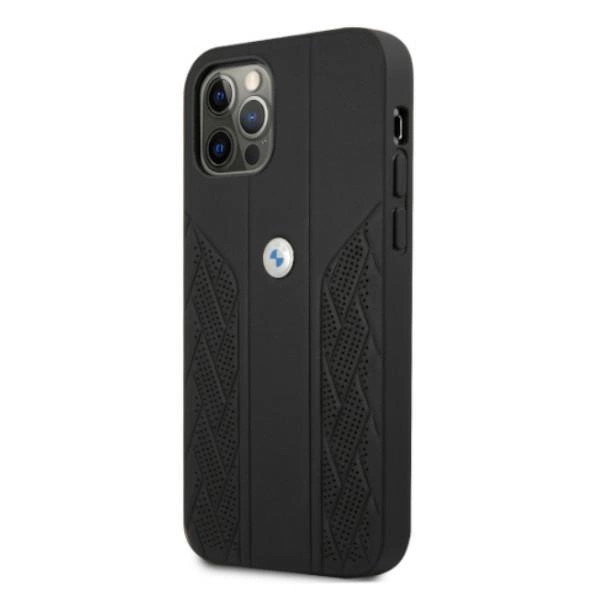 Etui BMW Leather Curve Perforate na iPhone 12 / iPhone 12 Pro - czarne