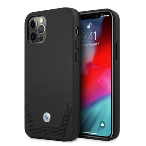 Etui BMW Leather Perforate na iPhone 12 / iPhone 12 Pro - czarne
