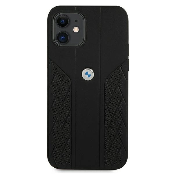 Etui BMW Leather Curve Perforate na iPhone 12 mini - czarne