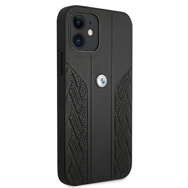 Etui BMW Leather Curve Perforate na iPhone 12 mini - czarne