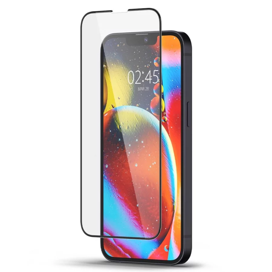 Szkło hartowane Spigen Glass FC na iPhone 13 / 13 Pro / 14 / 16e / 17e - czarne