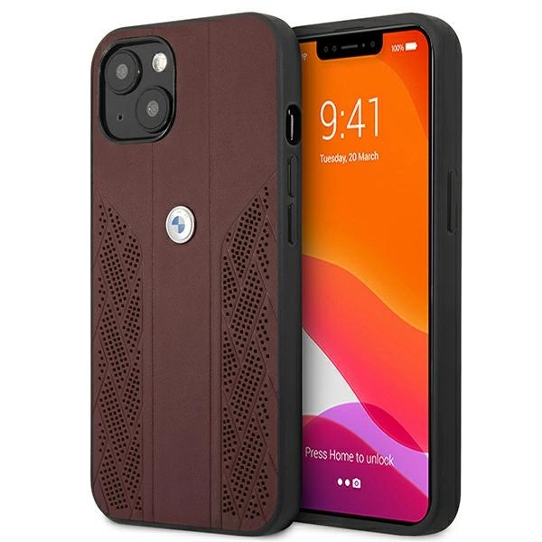 Etui BMW Leather Curve Perforate na iPhone 13 - czerwone