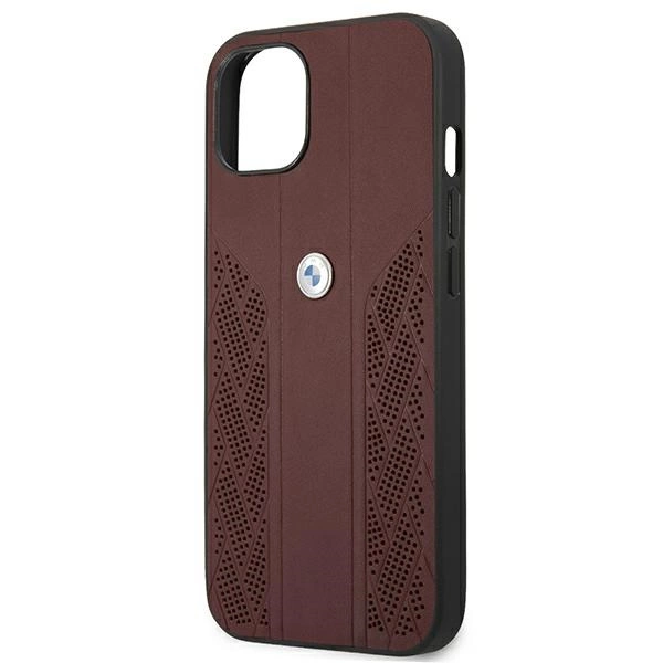 Etui BMW Leather Curve Perforate na iPhone 13 - czerwone