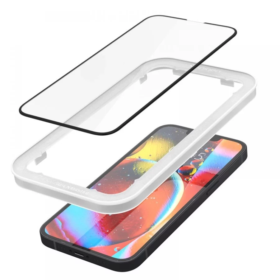 Szkło hartowane Spigen ALM Glass FC na iPhone 13 / 13 Pro / 14 - czarne