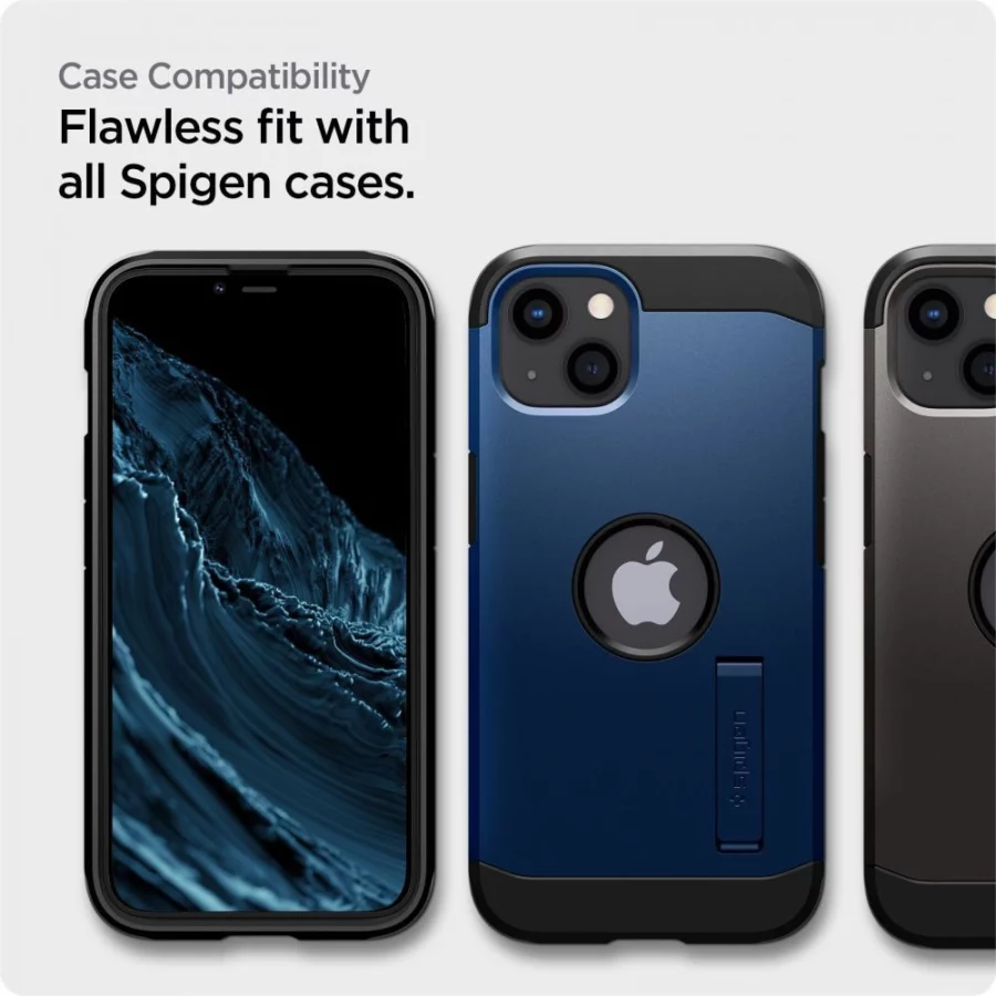 Szkło hartowane Spigen ALM Glass FC na iPhone 13 / 13 Pro / 14 - czarne