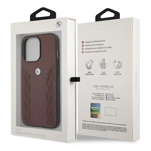 Etui BMW Leather Curve Perforate na iPhone 13 Pro / iPhone 13 - czerwone