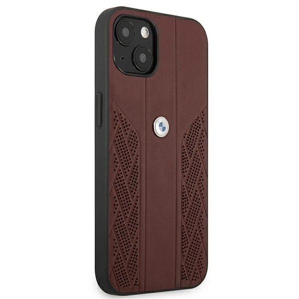 Etui BMW Leather Curve Perforate na iPhone 13 mini - czerwone