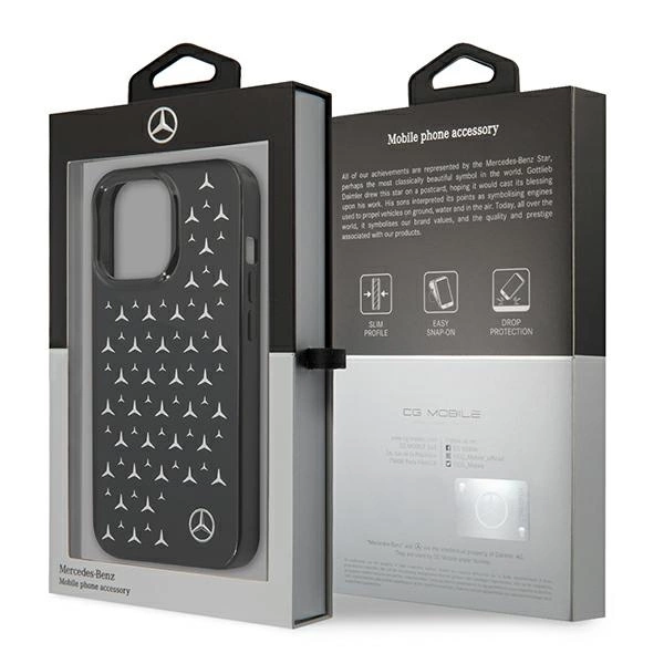 Etui Mercedes Silver Stars Pattern na iPhone 13 Pro / iPhone 13 - czarne