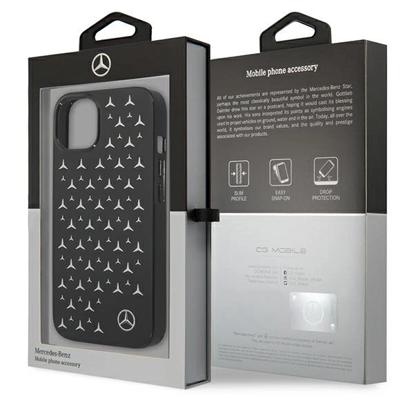 Etui Mercedes Silver Stars Pattern na iPhone 13 mini - czarne