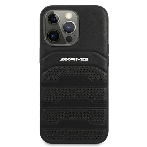 Etui AMG Leather Debossed Lines na iPhone 13 Pro / iPhone 13 - czarne