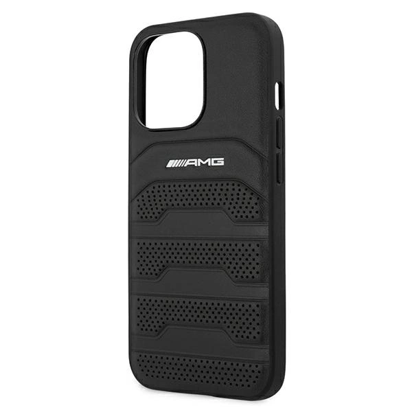 Etui AMG Leather Debossed Lines na iPhone 13 Pro / iPhone 13 - czarne