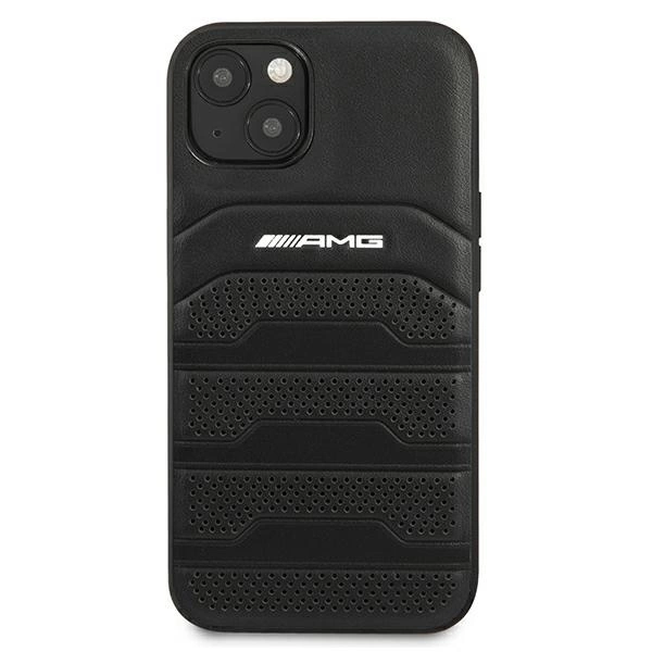 Etui AMG Leather Debossed Lines na iPhone 13 mini - czarne
