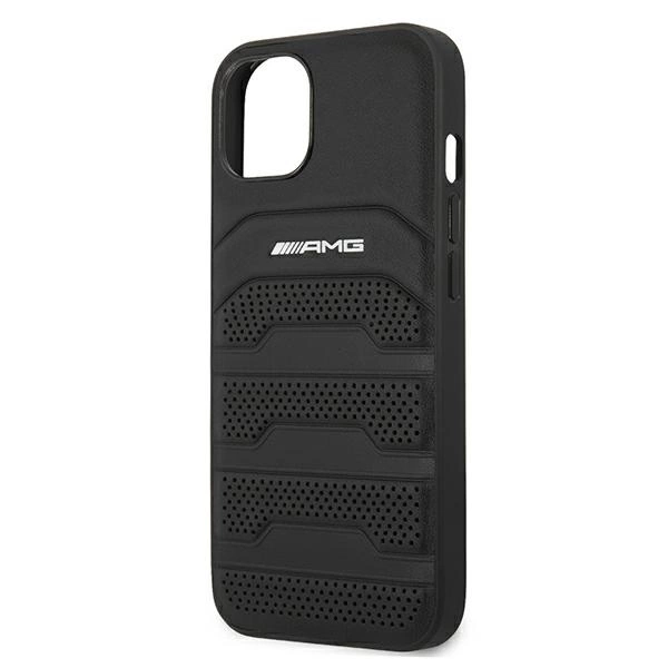 Etui AMG Leather Debossed Lines na iPhone 13 mini - czarne