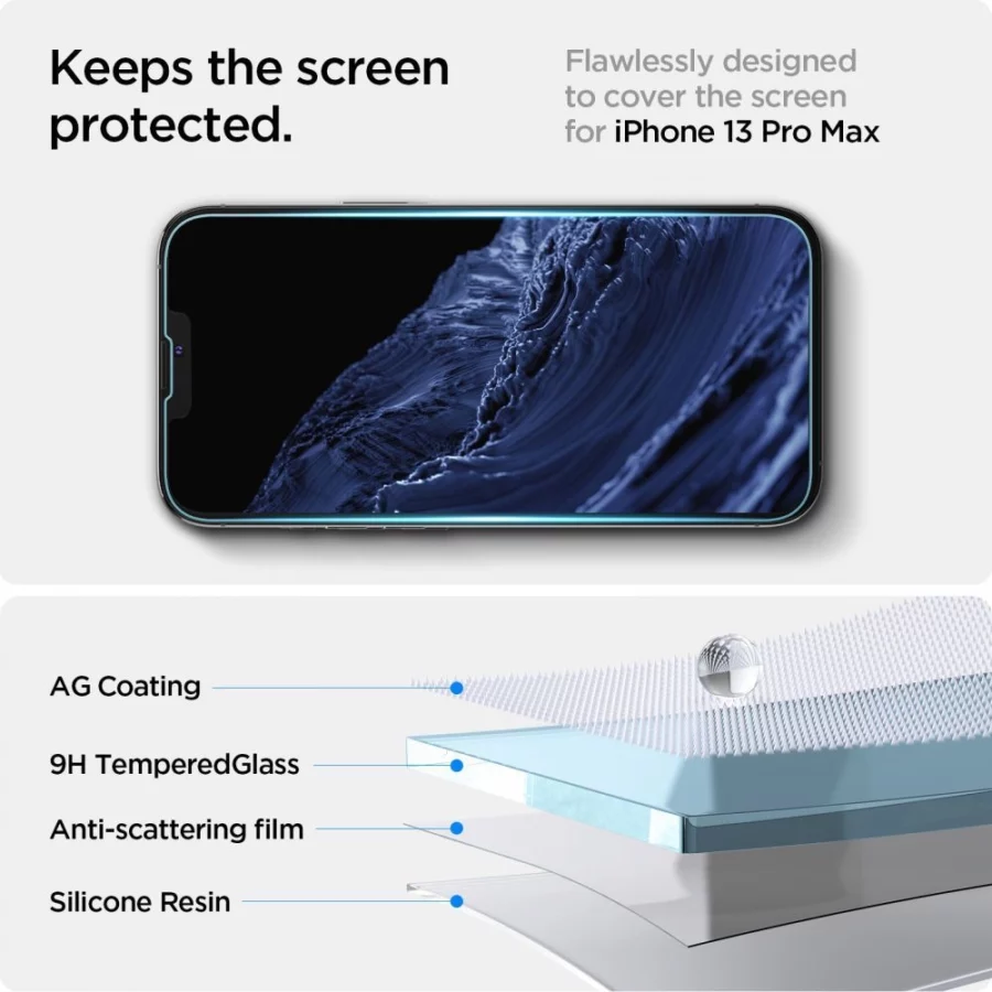 Szkło hartowane Spigen Glas.tR EZ Fit na iPhone 13 / 13 Pro / 14 / 16e / 17e