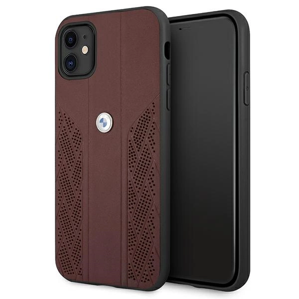 Etui BMW Leather Curve Perforate na iPhone 11 / Xr - czerwone