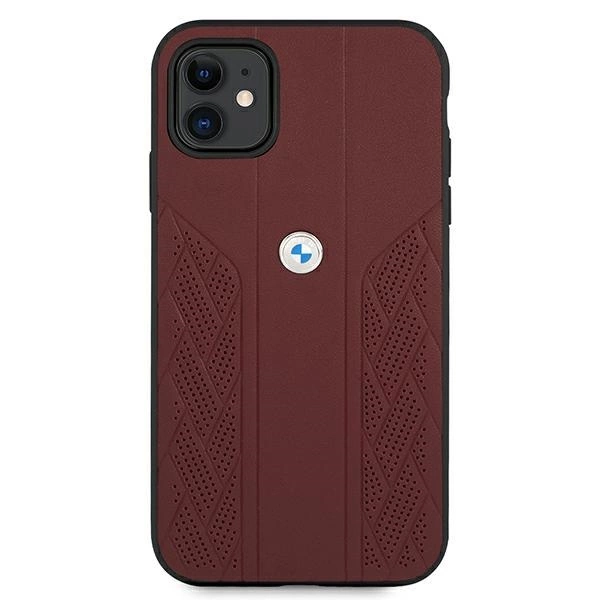 Etui BMW Leather Curve Perforate na iPhone 11 / Xr - czerwone