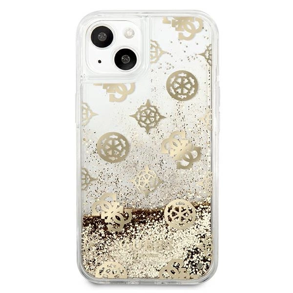 Etui Guess Peony Liquid Glitter na iPhone 13 mini - złote