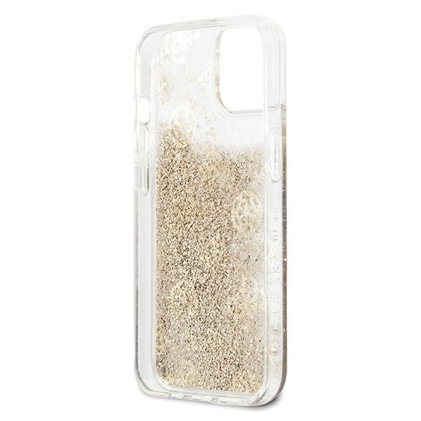 Etui Guess Peony Liquid Glitter na iPhone 13 mini - złote