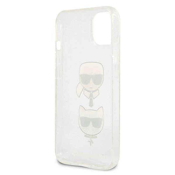 Etui Karl Lagerfeld Glitter Karl's & Choupette Head na iPhone 13 mini - srebrne