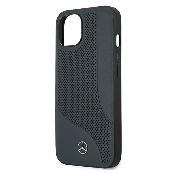 Etui Mercedes Leather Perforated Area na iPhone 13 mini - granatowe