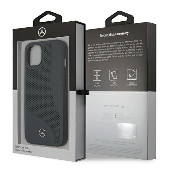 Etui Mercedes Leather Perforated Area na iPhone 13 mini - granatowe