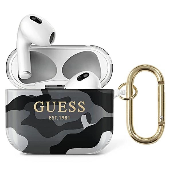 Etui Guess Camo Collection na AirPods 3 - czarne