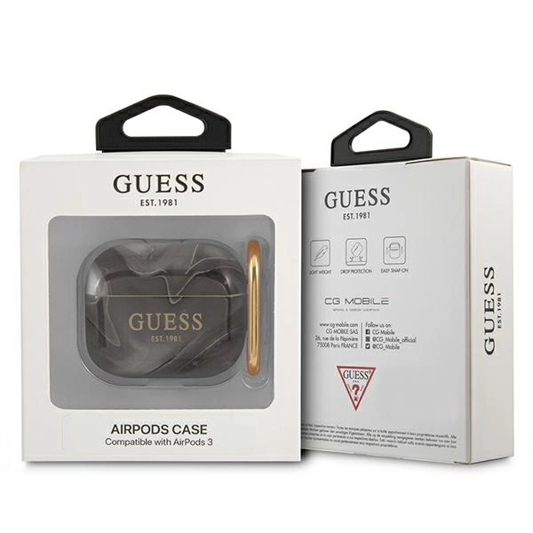 Etui Guess Marble Collection na AirPods 3 - czarne