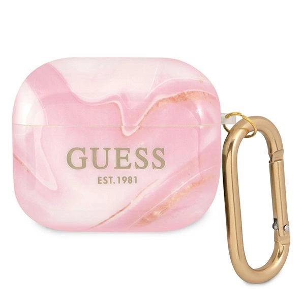 Etui Guess Marble Collection na AirPods 3 - różowe