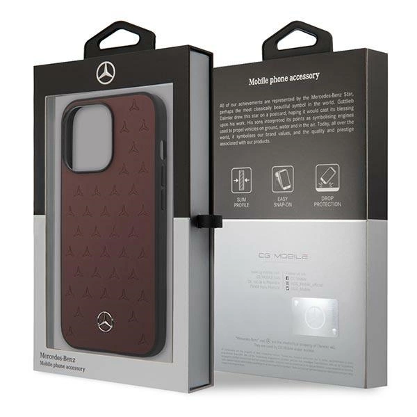 Etui Mercedes Leather Stars Pattern na iPhone 13 Pro / iPhone 13 - czerwone