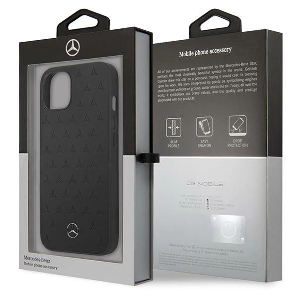 Etui Mercedes Leather Stars Pattern na iPhone 13 mini - czarne