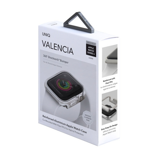 Etui UNIQ Valencia na Apple Watch 4 / 5 / 6 / SE 40mm - srebrne