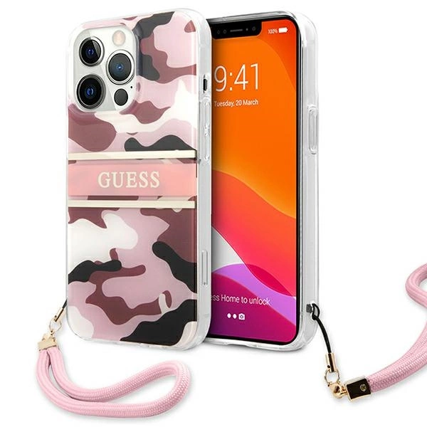 Etui Guess Camo Strap Collection na iPhone 13 Pro / iPhone 13 - różowe