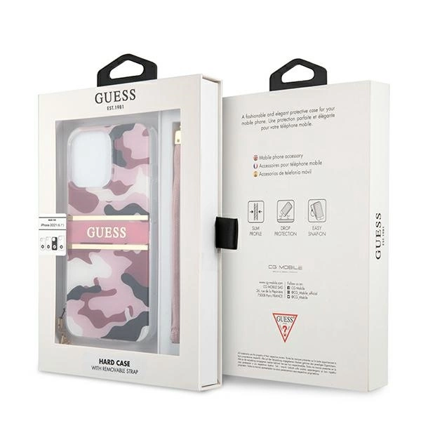 Etui Guess Camo Strap Collection na iPhone 13 Pro / iPhone 13 - różowe