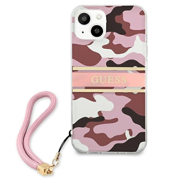 Etui Guess Camo Strap Collection na iPhone 13 - różowe