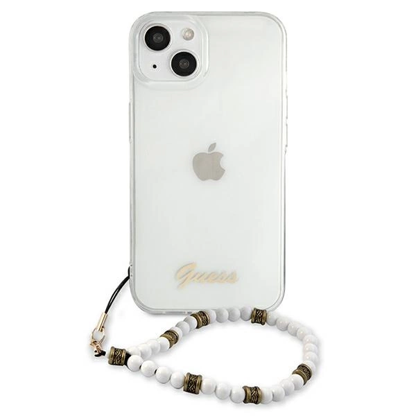 Etui Guess White Pearl na iPhone 13 mini - przezroczyste