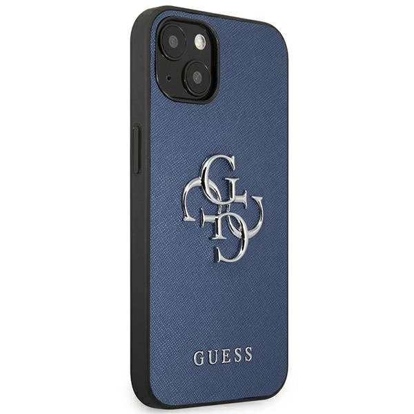 Etui Guess Saffiano 4G Metal Logo na iPhone 13 mini - niebieskie