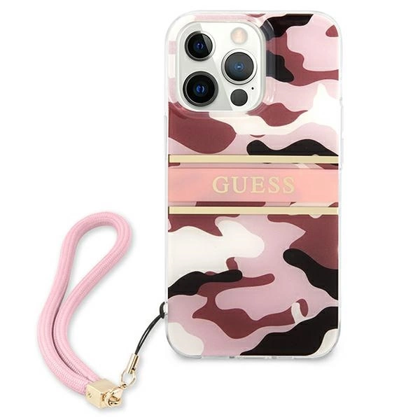 Etui Guess Camo Strap Collection na iPhone 13 Pro Max - różowe