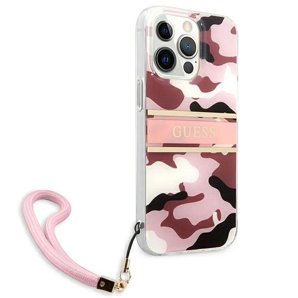 Etui Guess Camo Strap Collection na iPhone 13 Pro Max - różowe