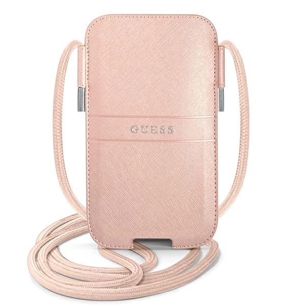 Torebka Guess Saffiano Strap 6.1'' - różowa