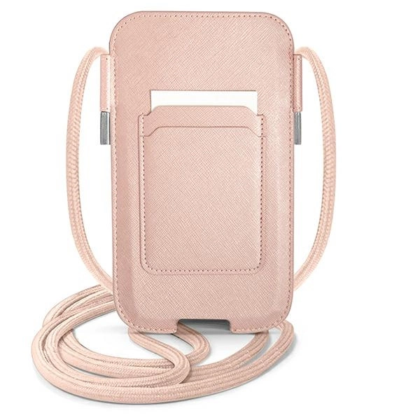 Torebka Guess Saffiano Strap 6.1'' - różowa