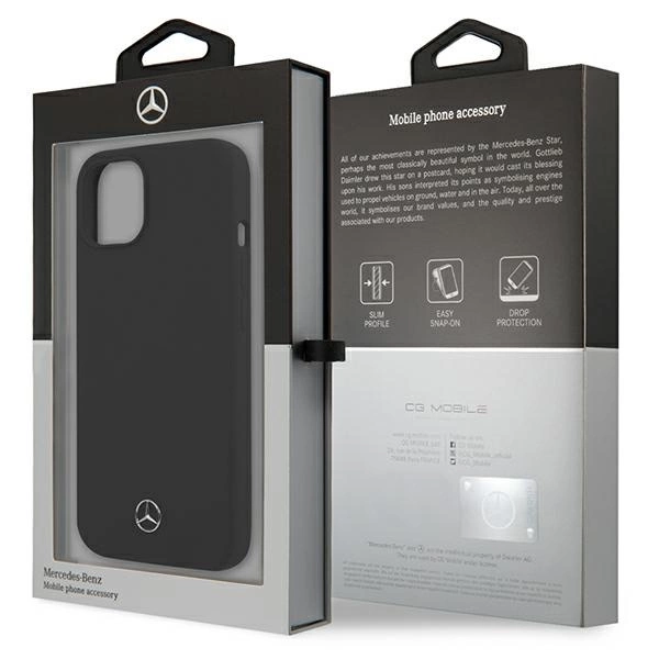 Etui Mercedes Silicone Line na iPhone 13 mini - czarne
