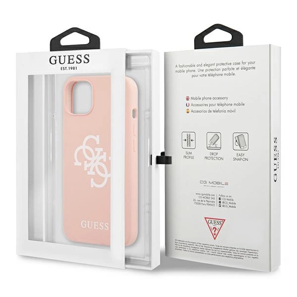 Etui Guess Silicone 4G Logo na iPhone 13 mini - różowe