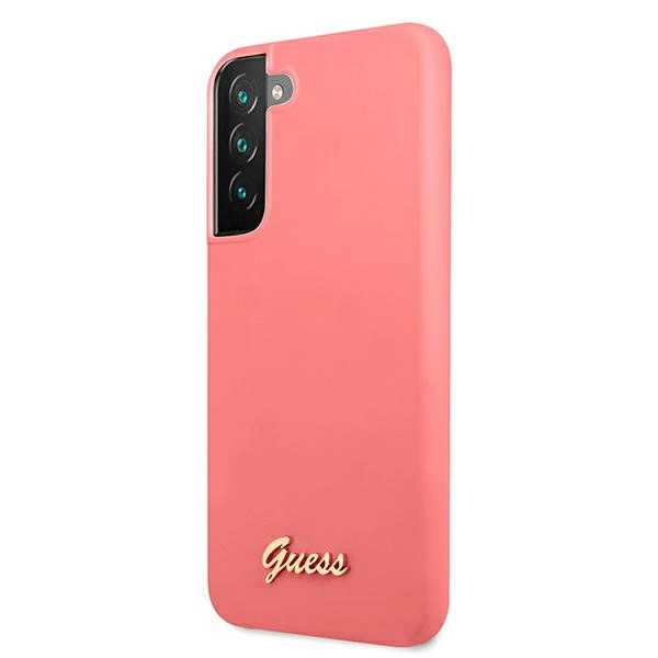 Etui Guess Silicone Script Metal Logo na Samsung Galaxy S22+ - fuksjowy